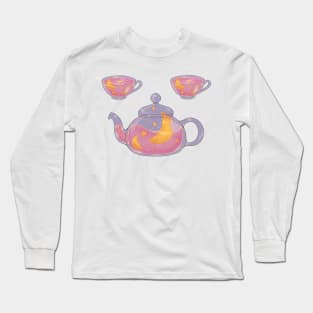 Soft pink night tea set Long Sleeve T-Shirt